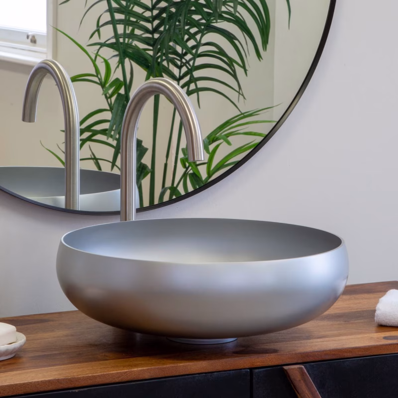 Round Satin Nickel Inside and Outside Sink